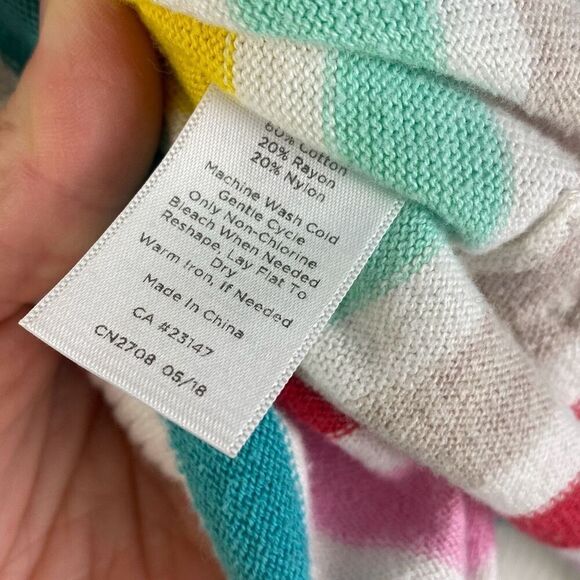 Women's Talbots New Multi Color Striped V Neck Long Sleeve Sweater Size M 292 - Picture 9 of 10